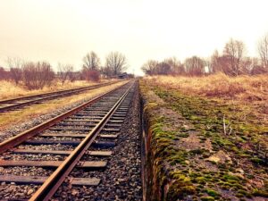 empty railroad in autumn